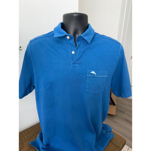 Tommy Bahama Other - Tommy Bahama Men's Blue Short Sleeve Polo - Marlin Logo Pocket Contrast Stitch